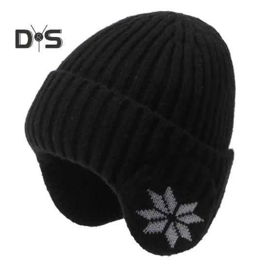 

Зимняя вязаная шапка унисекс, эластичная, утолщенная, однотонная, для защиты ушей, теплая, повседневная, для катания на лыжах, коньках, головной убор чёрный