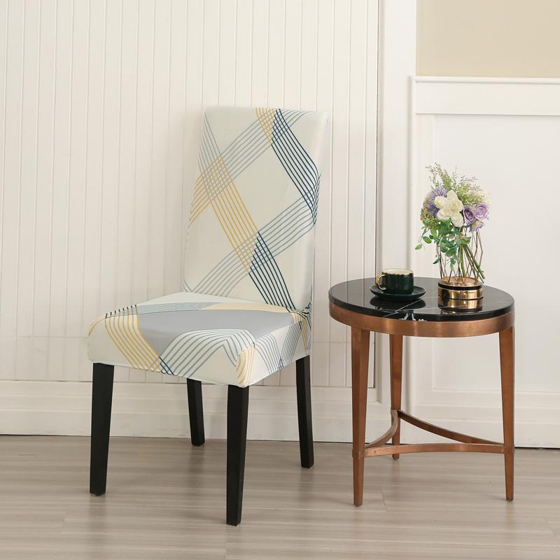 Printed Stretch Chair Cover For Dining Room Office Banquet Kitchen El Chair Protector Elastic Removable Anti-Dirty Seat Cover