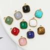1pcs/lot Stainless Steel Multicolor Natutal Stone Square Oval Shape Pendants For DIY Bracelet Necklace Jewelry Accessories