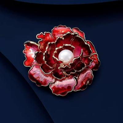 Rich Peony Brooch High-End Female Luxury Temperament Pearl Corsage Elegant Versatile Pin Suit Accessories