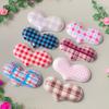 Kawaii Check Pattern Heart Flatback Resin Cabochon Scrapbook DIY Valentines Craft Decoration Accessories