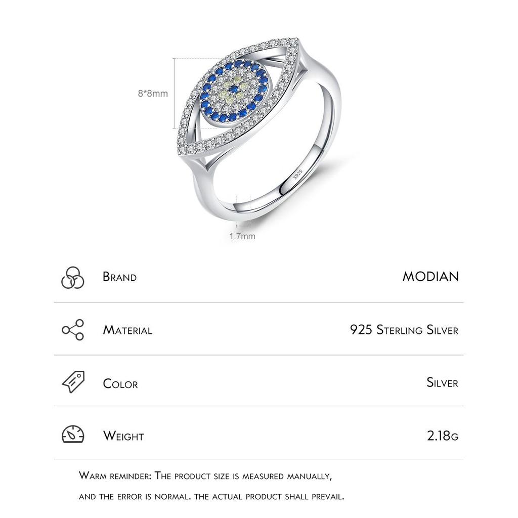 MODIAN 925 Sterling Silver Dazzling Clear Cubic Zirconia Ring Light Yellow Blue Eyes Finger Ring For Women Fine Jewelry Gifts