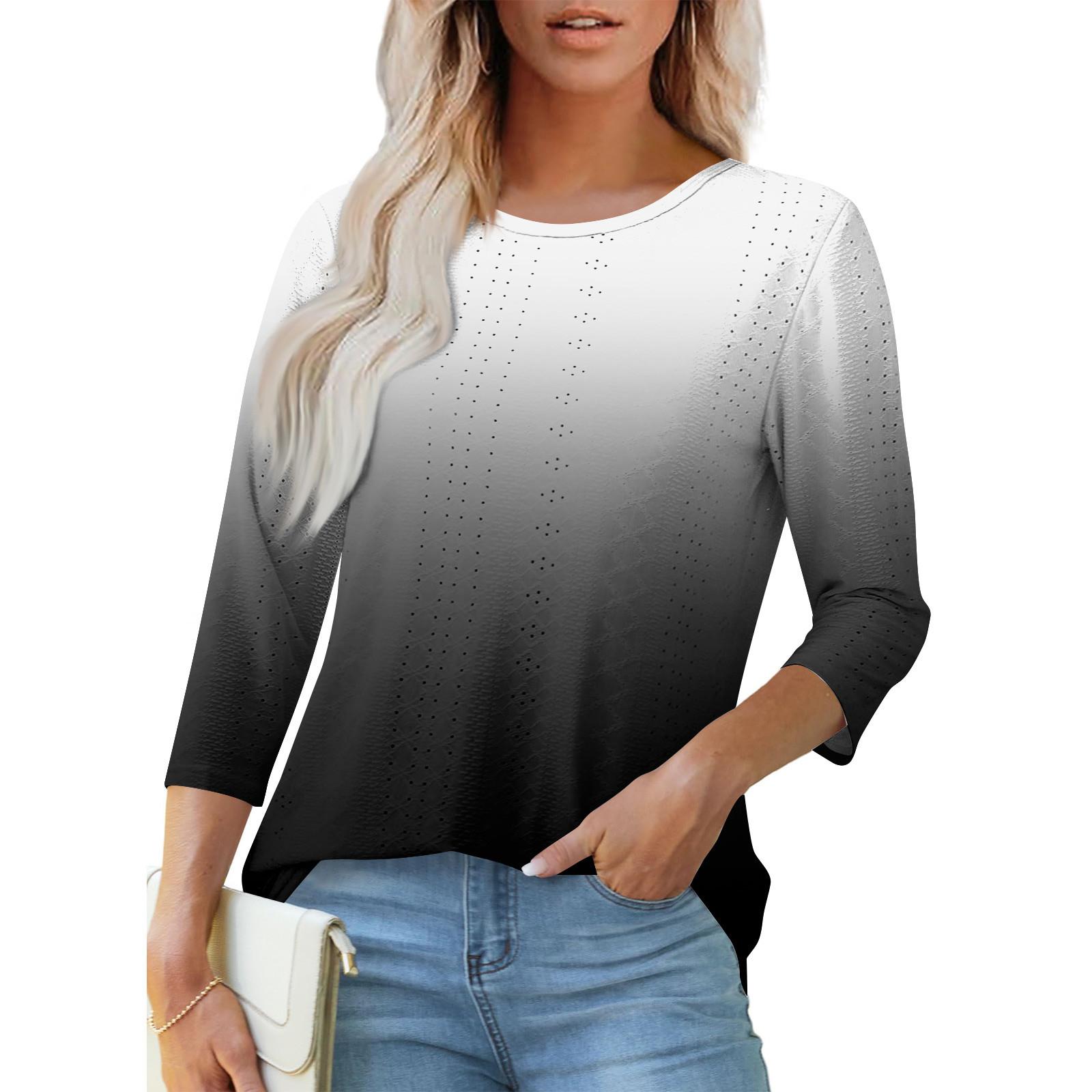 

Женские футболки Элегантные повседневные рубашки с принтом Короткие рукава Летние топы Свободный крой L чёрный