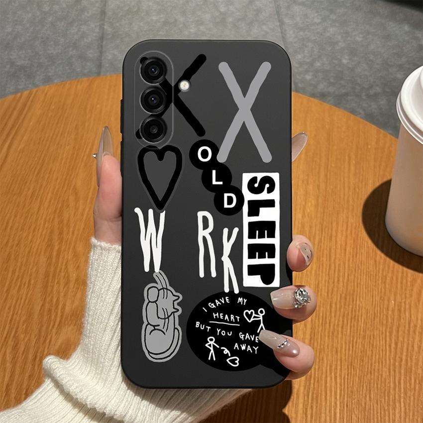 For Samsung Galaxy A17 A16 A15 A14 A13 A07 A06 A04 A01 Phone Cases Blue Porcelain Cat Matte Silicone Anti Drop Lightweight Housing For Samsung Bumpers
