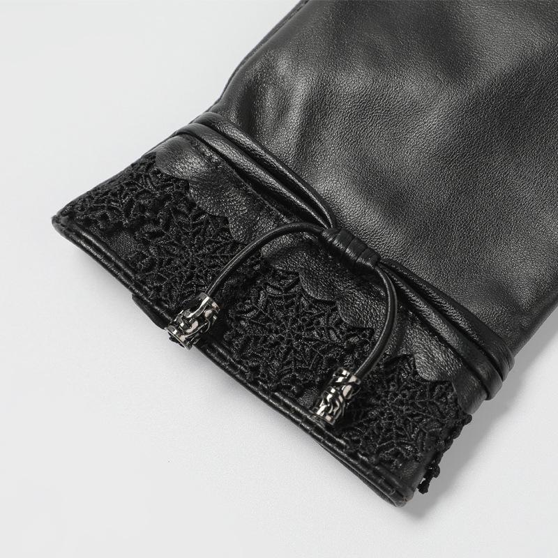 Primul Strat de Piele de Oaie, Mănuși de Piele, Dama, Fleece, Îngroșate, Călduroase, Ecran Tactil, Condus și Călărie, Modă pentru Protecția Mâinilor, La Modă