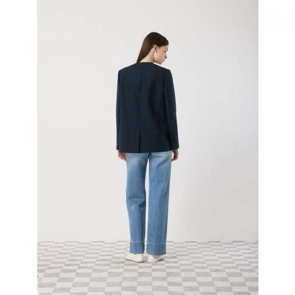 Cc Collect Linen Blend Collarless Jacket C252msf032