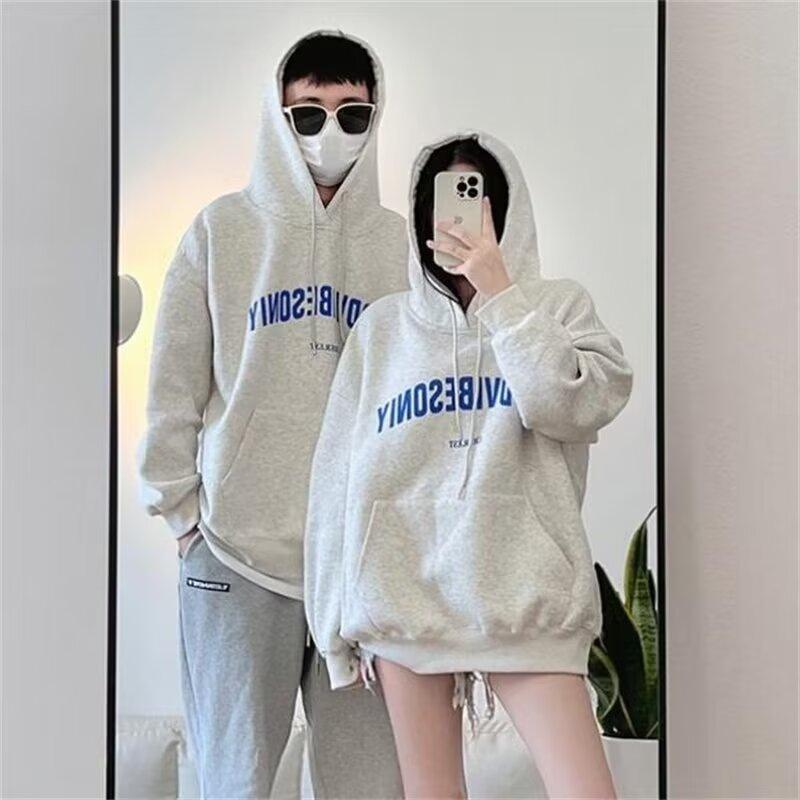 Trendy brand letter sweater men's hooded spring and autumn loose pullover street couple top jacket