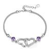 S925 Silver Bracelet Inlaid With Amethyst Embellished With Zircon Heart-Shaped Women's Bracelet Evening Luxury Jewelry
