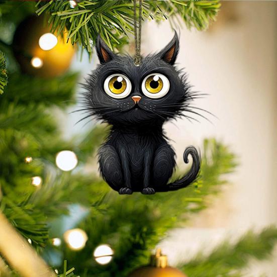10/20Pcs Halloween Black Cat Hanging Decoration Indoor Outdoor Car Rearview
