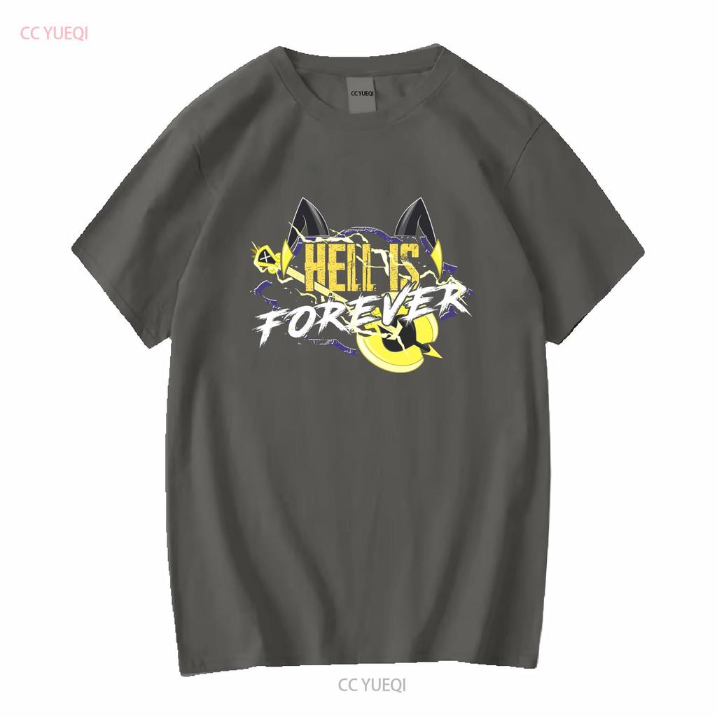 Casual Hazbins Hotels Adam Hell Is Forever T Shirt Men O Neck Pure Cotton Shi vintage Washed streetwear homme Unisex Versatile