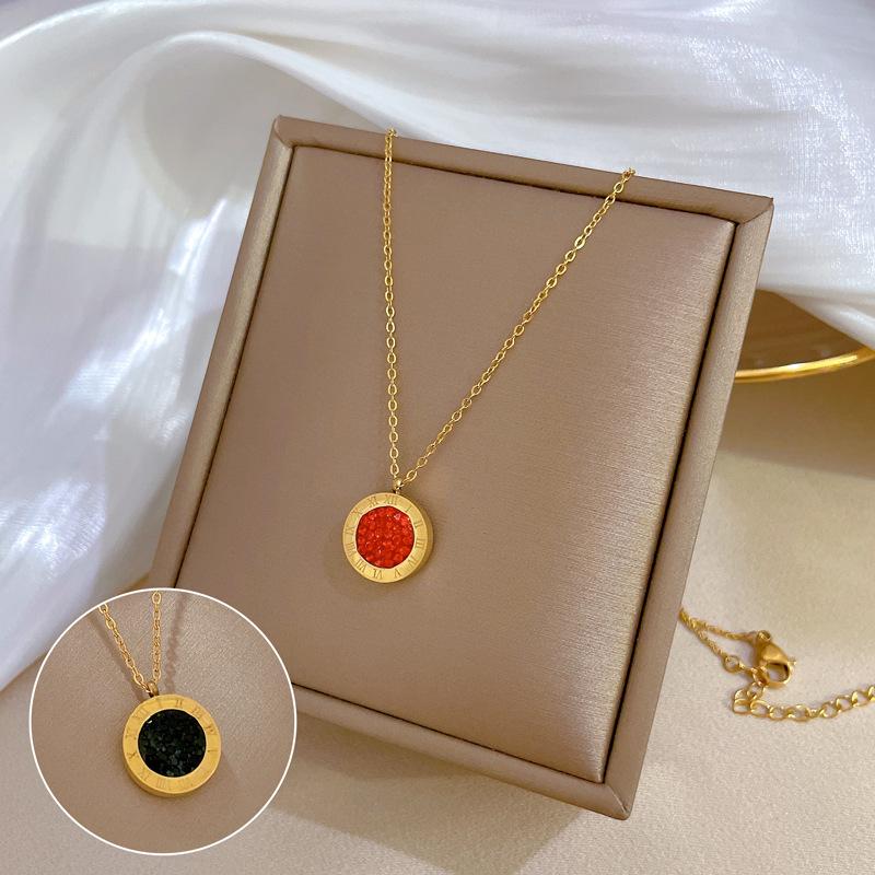 Roman Double-Sided Minimalist Wind Stove Real Gold Necklace Female Collarbone Chain With Jewelry