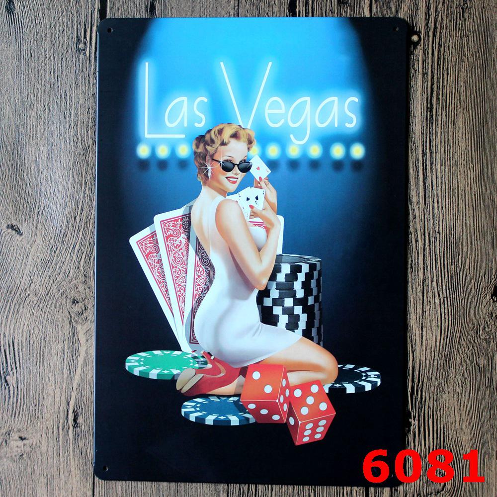 Retro Casino Tinplate Decorative Painting for Bar or KTV 