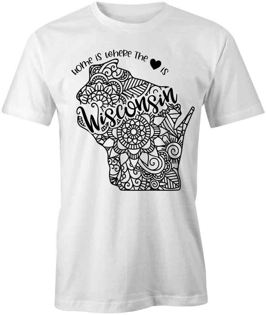 STATE MANDALA WISCONSIN TShirt Tee Short-Sleeved Cotton CLOTHING HEART S1WSA814