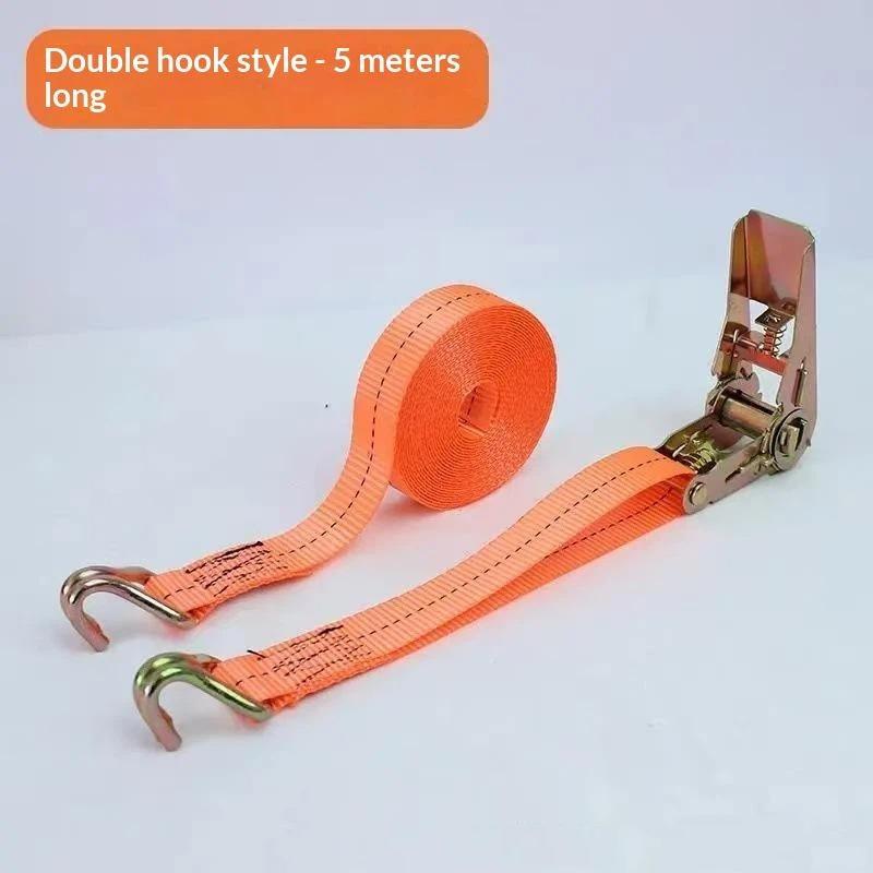 Strong Ratchet Tie Down Cargo Straps Heavy Duty Metal Buckle Adjustable for Securing Snowboard Ski Gear Road Trip Use