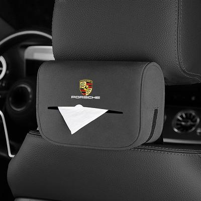 Bolsa de Pañuelos para Interior de Coche Caja de Pañuelos para Respaldo de Asiento Para Porsche Cayenne Panamera Macan 911 718 Taycan Boxster Cayman 918 Accesorio de Coche