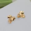 Flower Earrings Lucky Grass Pure Silver earrings+Asian Gold Material Original Logo Electroplating 18K