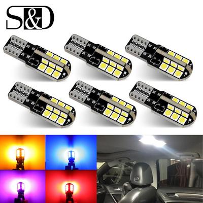 6Pcs T10 Led Canbus W5W Led Bulbs WY5W 168 194 Error Free Car Interior Lights Dome License Plate Clearance Lamp 6000K White 12V