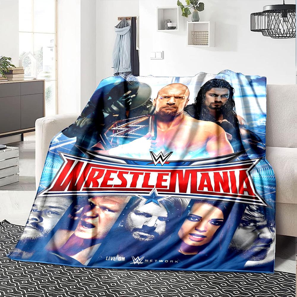 Wrestlemania Blanket Soft Warm Cozy Great for Sofa Chair Bedding Four Seasons Multipurpose Digital Print Gift for Travel Home Birthdays
