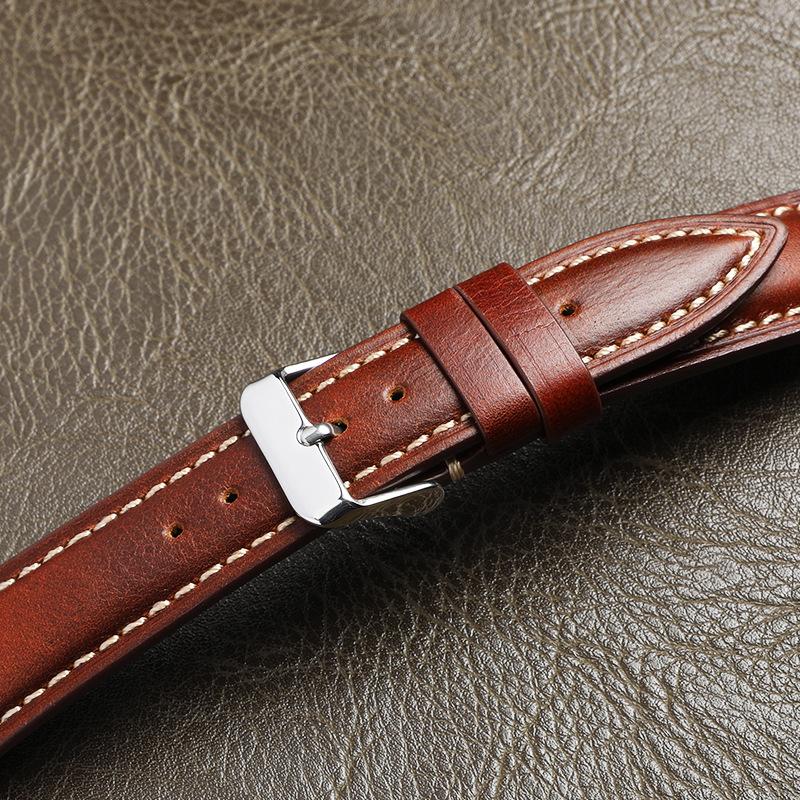 Oil Wax Leather Pointed Tail Strap First Layer Cowhide Retro Real Cowhide Switch Quick Release Smart Strap Universal
