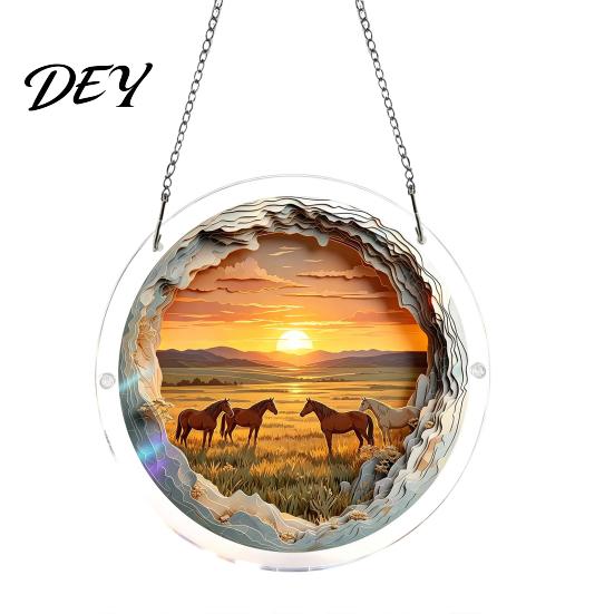 Non Fragile Glass Alternative 7.48 Inch Circular DIY Puzzle Suncatcher, Acrylic Stained Style Window Hanging Ornament, Unique Hobby Gift Waterproof