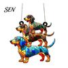 Dachshund Lover Gift Idea Hanging Ornament, Acrylic Window Sun Catcher, Cute Car Ornament Dog Decoration for Home Room Decor, Front Porch Accessory