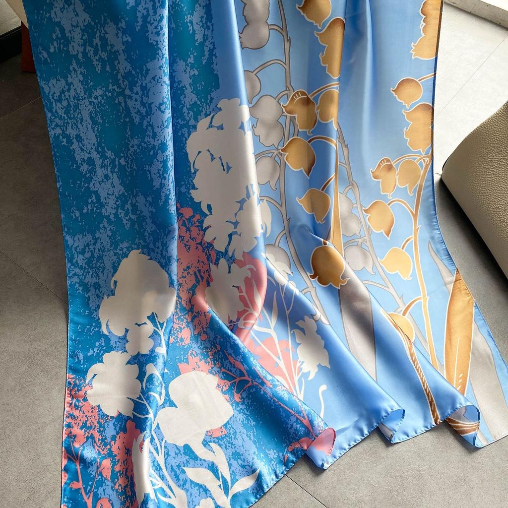 Högkvalitativa lyxiga sidenscarfs pannband Halsdukar Halsdukar för kvinnor Kedja Sidenscarfs dekorativ sjal för kvinnor