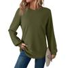 Women's Fashionable Casual Round Neck Solid Color Long Sleeve Top