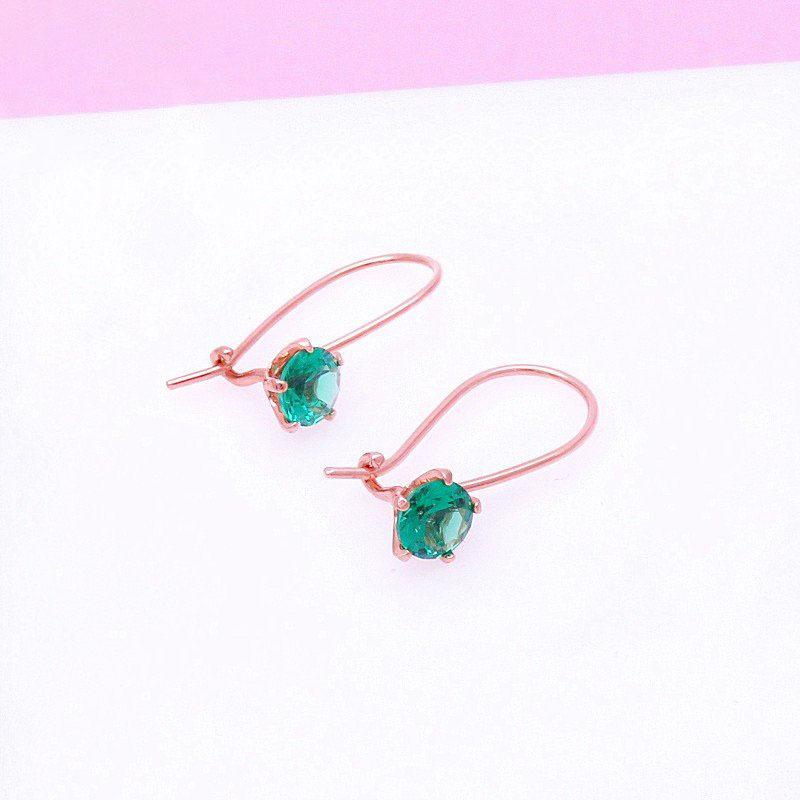 Purple Gold Round Greenstone Earrings Rose Gold Plated Fashion Premium Earrings (pair of rose gold plated)