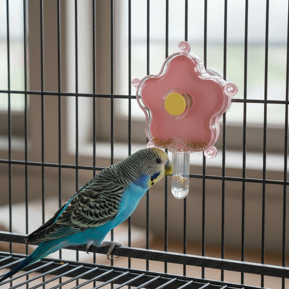 Flowers Shape Rotating Bird Feeder Adjustable Plastic Bird Foraging Gnawing Function Bird Interactive Foraging Activity