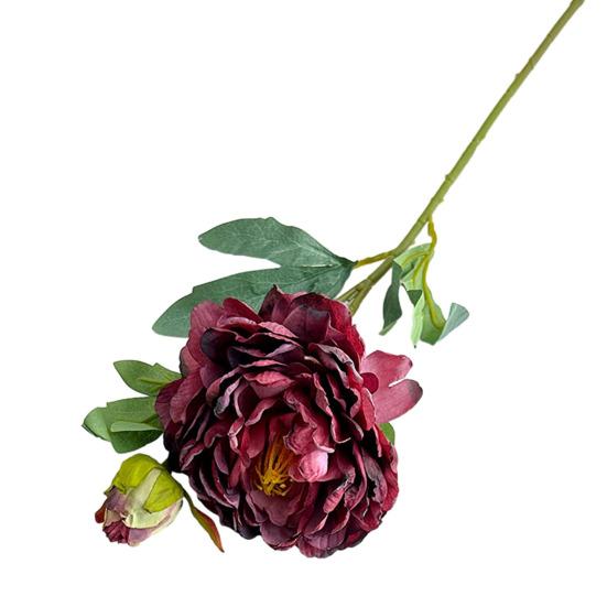 

24 Artificial Peonies Flowers for Vase Faux Silk Long Stem Peony Flower Fake Floral Arrangement for DIY Bouquets Wedding Centerpiece Home Decor вина червоного кольору