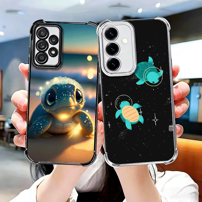 Cartoon Ocean Sea Turtle Plating Phone Case For Samsung A17 A07 A37 A57 A16 A56 A15 A55 A14 A54 A13 A53 A26 A36 A25 A35 A24 A34