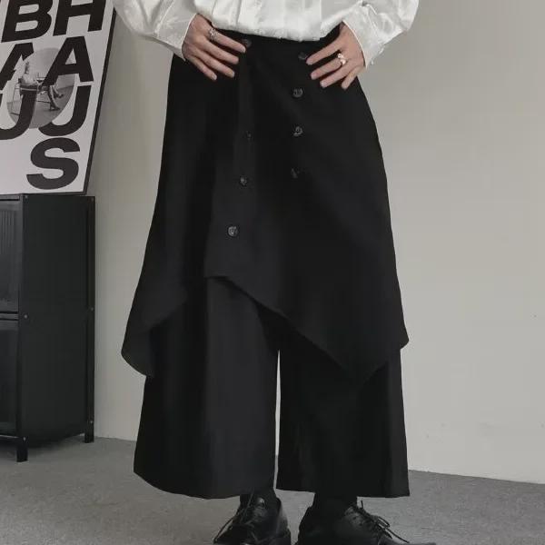 High-Grade Yamamoto-Style Irregular Buttoned Culottes for Men and Women