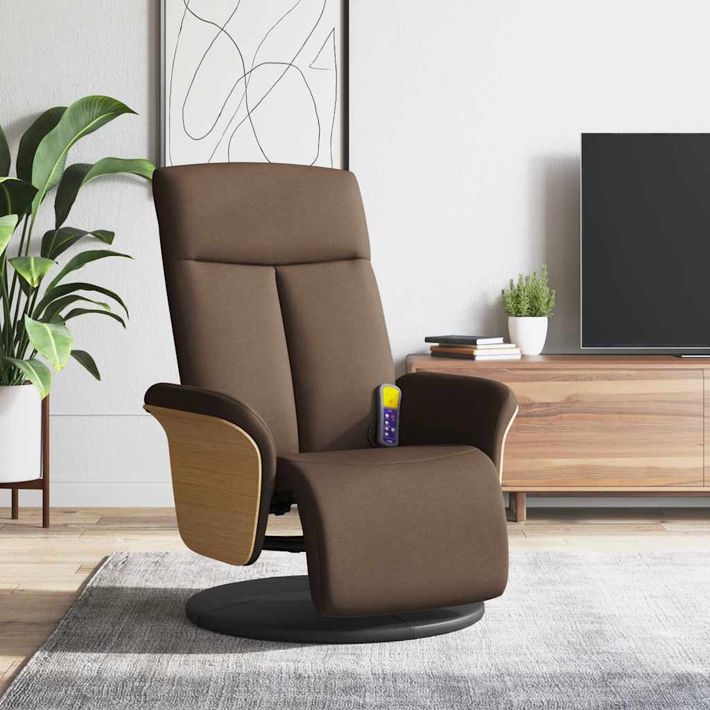 Massage Chair with Footrest Brown Fabric
