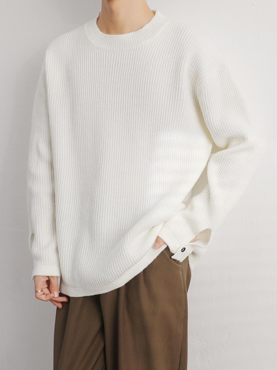 

Men s Korean Minimalist Slit Button Knit Sweater - Versatile Autumn Style 2XL білий