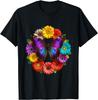 Purple Butterfly Floral Wreath Graphic Tee Casual Cotton Short Sleeve T-Shirt for Men