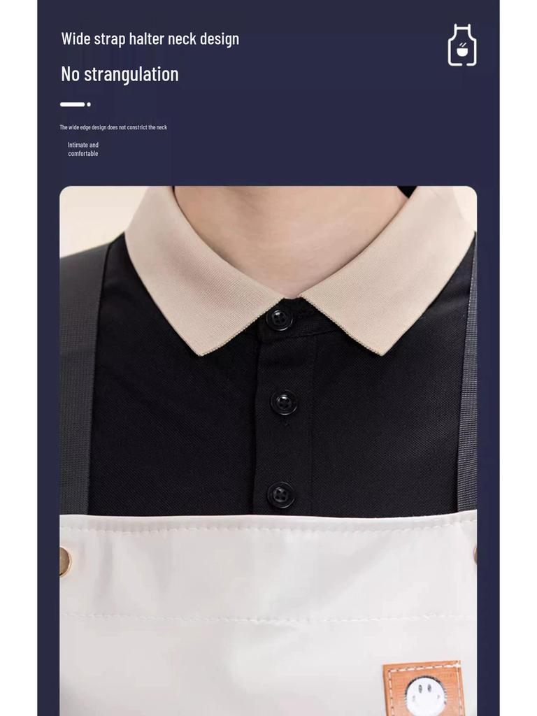 Fashionable PU Waterproof Kitchen Apron, Oil-Proof Waist Design for Men & Women, Ideal for Catering & Milk Tea Shops