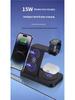 Încărcător Wireless Pliabil 3-în-1 pentru Telefoane Apple & Samsung, Căști și Ceasuri