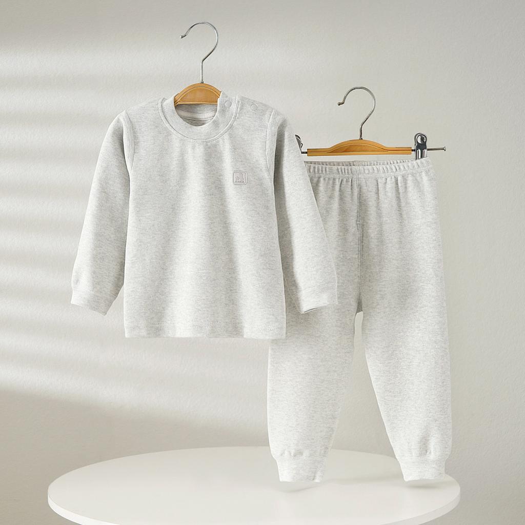 Children's Thermal Underwear Set: Cozy Fleece for Fall/Winter, Sizes 66-175, Pure Cotton, Unisex.