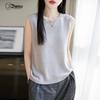 Women's Solid Tencel Linen Knit Sleeveless Vest