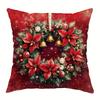 Christmas Pillow Cover, Skin-Friendly, Santa Snowman Wreath Pattern, Holiday Sofa Decor