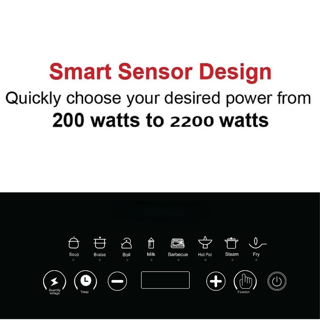 2200W Kitchen Cooking Appliance Multifunctional Induction Cooker Touch Screen Glass Panel Heating Stove