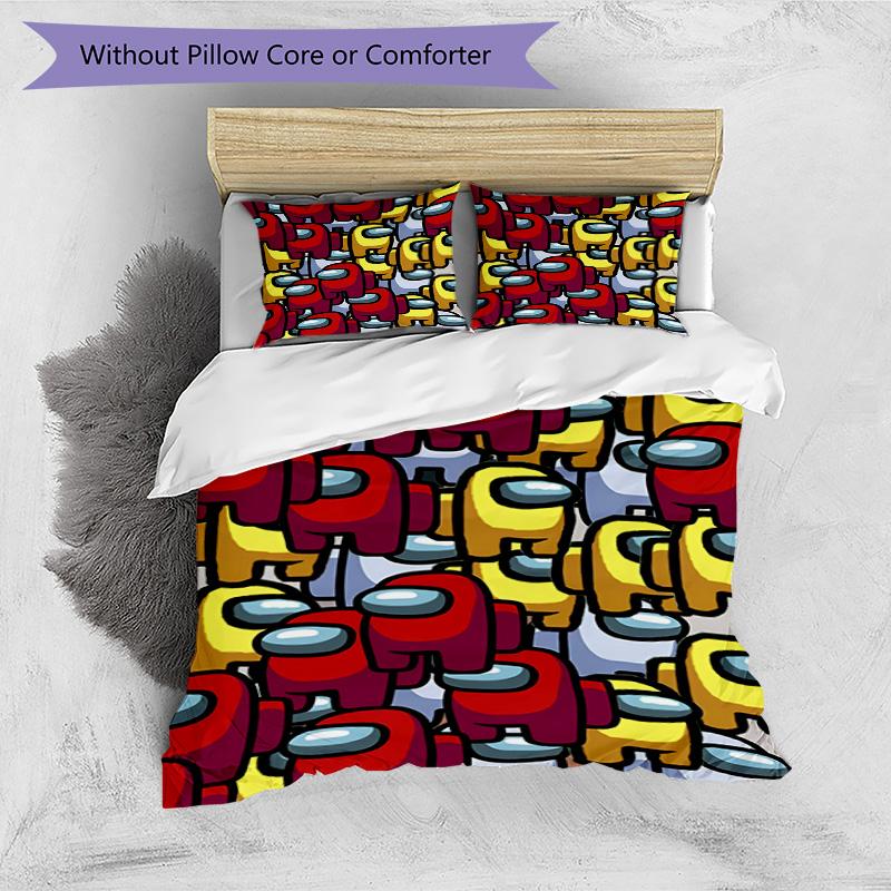 3pcs Duvet Cover Set (1*Duvet Cover + 2*Pillowcase, Without Core), Among Us Print Bedding Set, Bedroom Decor, All‑Season, Birthday Gift