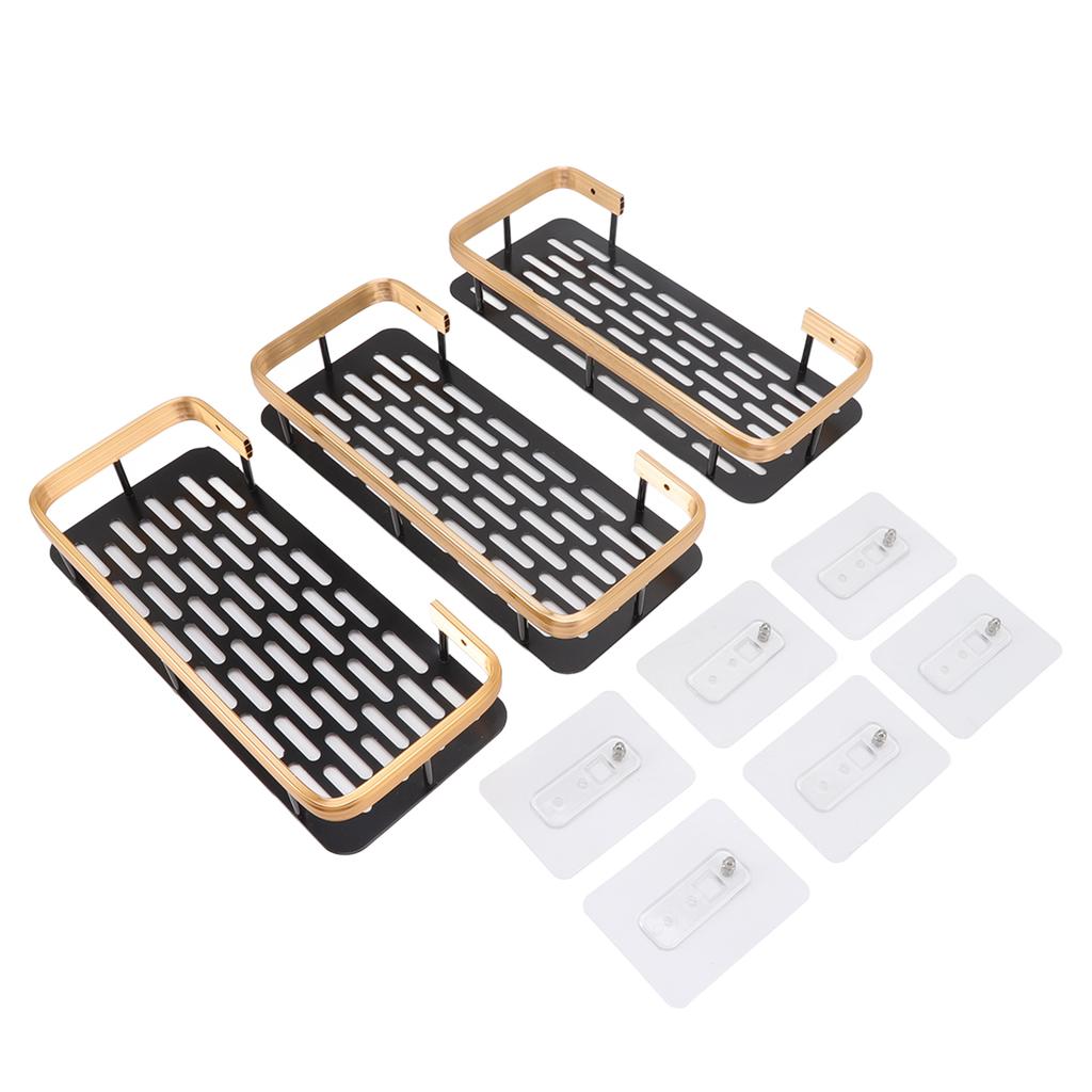 Shower Storage Rack 3 Layers Punch   Rectangle Aluminum Shower Shelf Basket for Home Bathroom