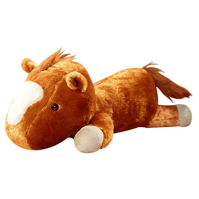 Brown Horse White Horse Pillow Plush Toy Pony Doll Children'S Soothing Doll Birthday Gift