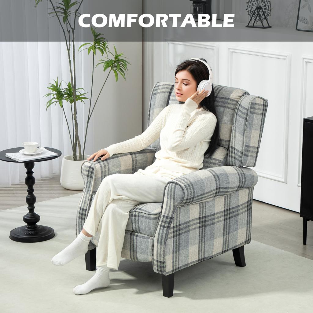 160 Degrees Reclining Armchair, with Footrest - Grey