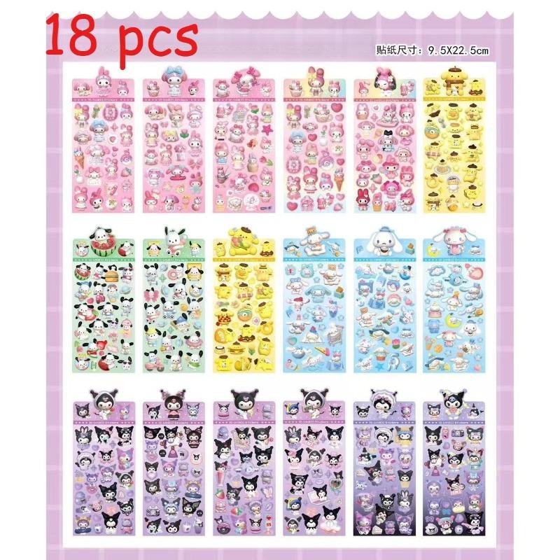 New 1/20pcs Black Rice Laser Stickers - Anime Cartoon Style, DIY Creative Stickers, Suitable for Stationery and Home Decoration