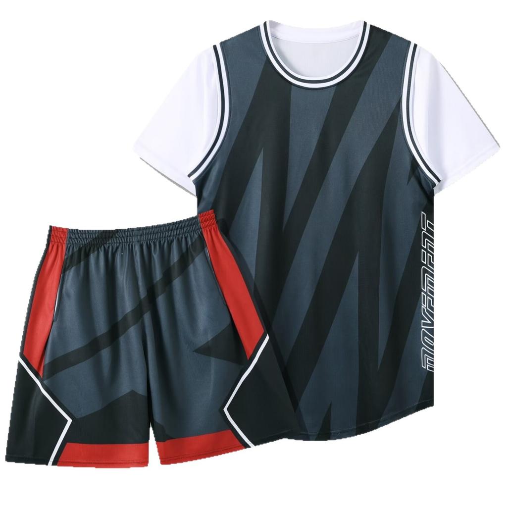 286 Fake Two-Piece Set, Basketball Jersey Set, Adult Men'S And Women'S Print Jersey, With Pockets On Both Sides 3Xs-6Xl