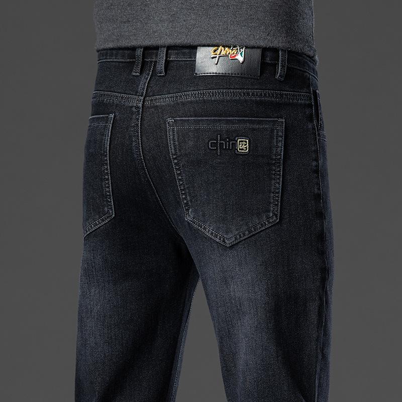 

Осенние и зимние толстые джинсы мужские облегающие, маленькие, прямые, новые мужские брюки, деловые, повседневные, длинные мужские брюки, модный бренд 40