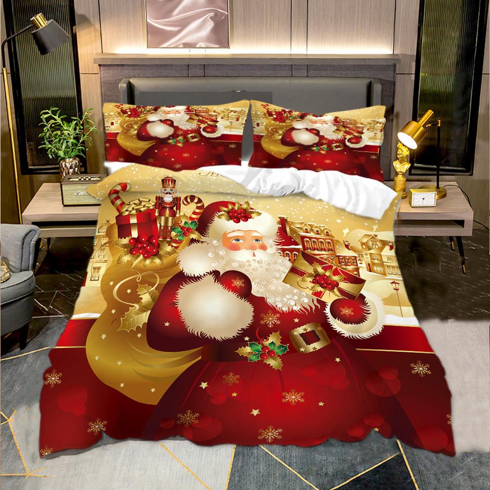Weihnachts-Bettwäsche Dreiteilig Digitaldruck Bettlaken Bettbezug
