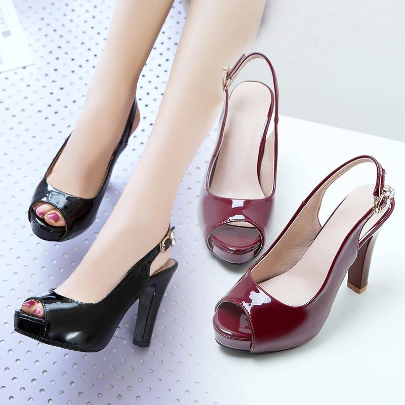 

Q/женские босоножки на высоком каблуке, новые весенне-летние простые и универсальные непромокаемые туфли на толстом каблуке с большим открытым носком на платформе